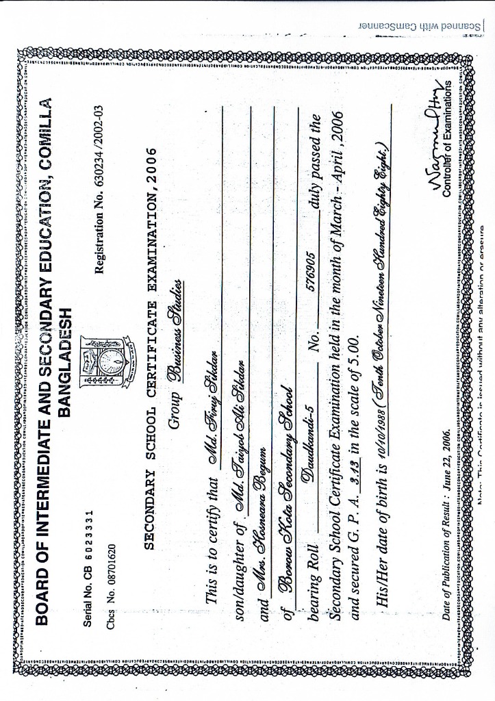 Secondary School Certificate